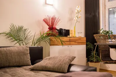Ein Sitzbereich in der Unterkunft Apartment 1, Rothenburger Straße