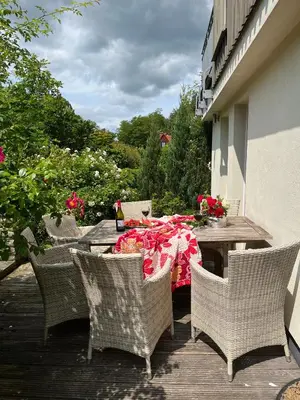 Ein Balkon oder eine Terrasse in der Unterkunft Haus Elbsinfonie - Kamin - Terrasse - Parkplatz
