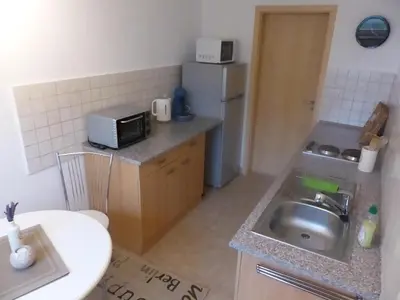 Küche/Küchenzeile in der Unterkunft Ferienwohnung Zur Alten Eiche