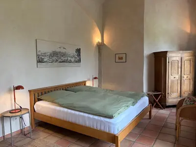 Ein Bett oder Betten in einem Zimmer der Unterkunft Rittergut Hirschbach