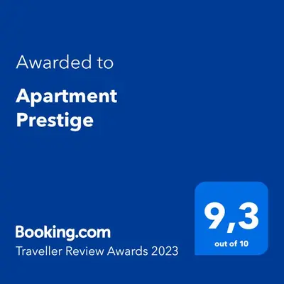 Ein Zertifikat, Auszeichnung, Logo oder anderes Dokument, das in der Unterkunft Apartment City Center Prestige ausgestellt ist