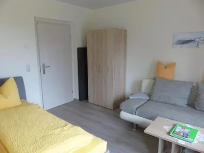 Ein Sitzbereich in der Unterkunft Ferienwohnung Basteiblick in Pirna
