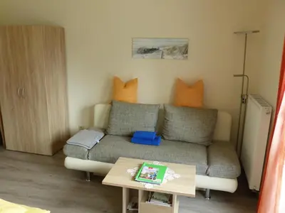 Ein Sitzbereich in der Unterkunft Ferienwohnung Basteiblick in Pirna