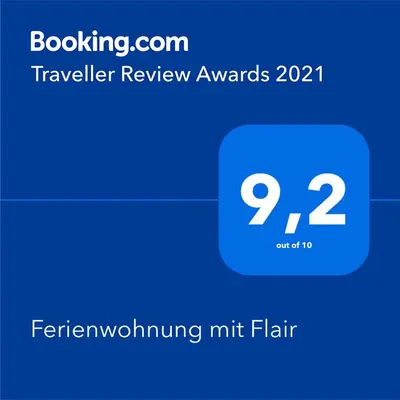 Ein Zertifikat, Auszeichnung, Logo oder anderes Dokument, das in der Unterkunft Ferienwohnung mit Flair ausgestellt ist