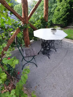 Ein Garten an der Unterkunft Erzgebirgshütte