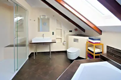 Ein Badezimmer in der Unterkunft Ferienwohnung Lausitzer Seenland Freienhufen 