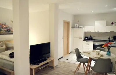 Küche/Küchenzeile in der Unterkunft Ferienwohnung am Rathaus