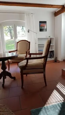 Ein Sitzbereich in der Unterkunft Gut Belgerhof Steinbach Ferienwohnung