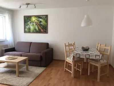 Ein Sitzbereich in der Unterkunft Ferienwohnung Johann Meyer