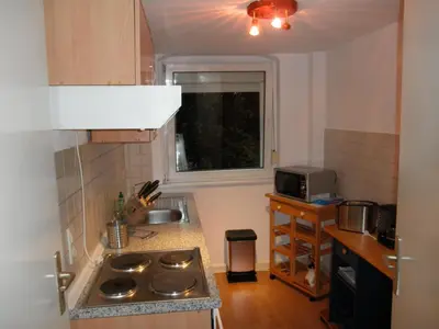 Küche/Küchenzeile in der Unterkunft Apartment-Ferienwohnung Dresden-Briesnitz