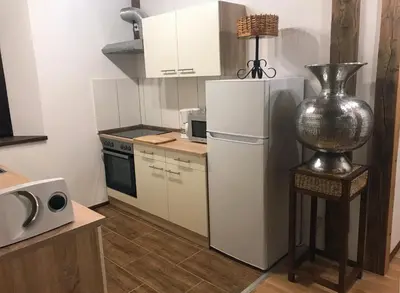 Küche/Küchenzeile in der Unterkunft Maritime Ferienwohnung PENZLIN im Rittergut Leppersdorf bei Dresden