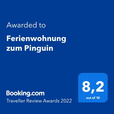 Ein Zertifikat, Auszeichnung, Logo oder anderes Dokument, das in der Unterkunft Ferienwohnung zum Pinguin ausgestellt ist