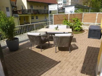 Ein Balkon oder eine Terrasse in der Unterkunft Hotel Wehlener Hof