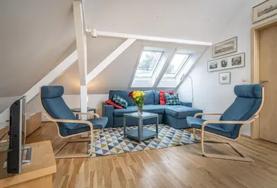 Ein Sitzbereich in der Unterkunft Ferienwohnung Sillack