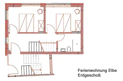 Grundriss der Unterkunft Ferienwohnung Elbe