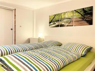 Ein Bett oder Betten in einem Zimmer der Unterkunft Ferienhaus Zschieck