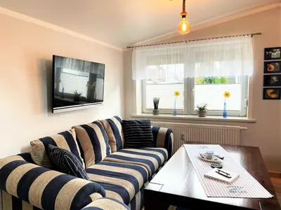 Ein Sitzbereich in der Unterkunft Ferienhaus Zschieck