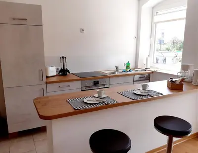Küche/Küchenzeile in der Unterkunft STADTOASE moderne Wohnungen mit Balkon, Komfort und Ruhe, Für Monteure geeignet, Free WiFi