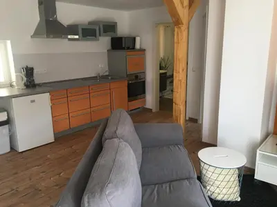 Küche/Küchenzeile in der Unterkunft FeWo Altwahnsdorf