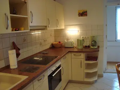 Küche/Küchenzeile in der Unterkunft Ferienwohnung Kriedel
