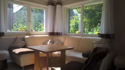 Ein Sitzbereich in der Unterkunft Ferienhaus Fernblick Altenberg