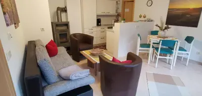 Küche/Küchenzeile in der Unterkunft Haus Königstein FeWo Bielablick