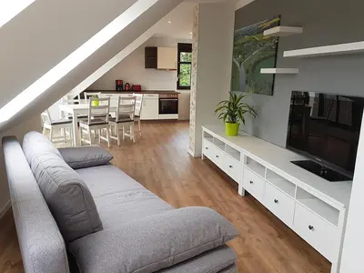 Küche/Küchenzeile in der Unterkunft Ferienwohnung Schlosswächter am Schloss Colditz