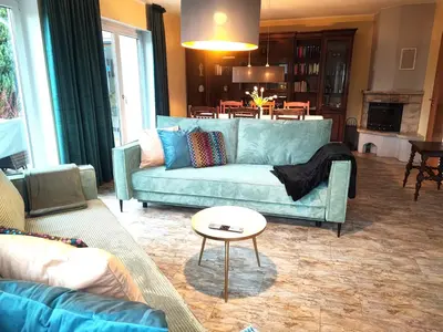 Ein Sitzbereich in der Unterkunft Ferienhaus an der Wiederitz