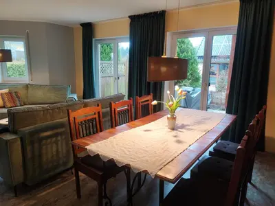 Ein Sitzbereich in der Unterkunft Ferienhaus an der Wiederitz