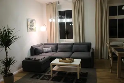 Ein Sitzbereich in der Unterkunft Ferienwohnung Goldgrund
