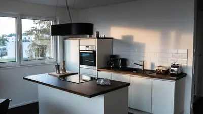 Küche/Küchenzeile in der Unterkunft Ferienwohnung Seeblick Lausitzer Seenland