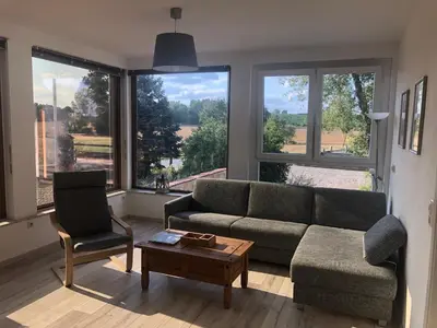 Ein Sitzbereich in der Unterkunft Ferienwohnung Friese