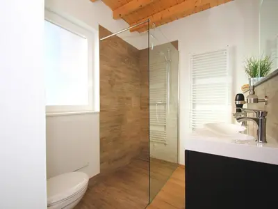 Ein Badezimmer in der Unterkunft Ferienhaus am Partwitzer See, Elsterheide
