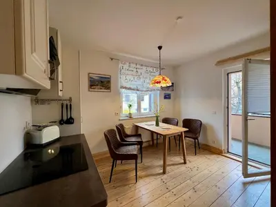 Küche/Küchenzeile in der Unterkunft Ferienwohnung Dresden Laubegast