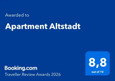Ein Zertifikat, Auszeichnung, Logo oder anderes Dokument, das in der Unterkunft Apartment Altstadt ausgestellt ist