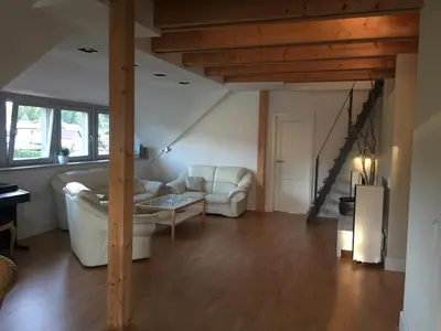 Ein Sitzbereich in der Unterkunft Ferienwohnung Trede