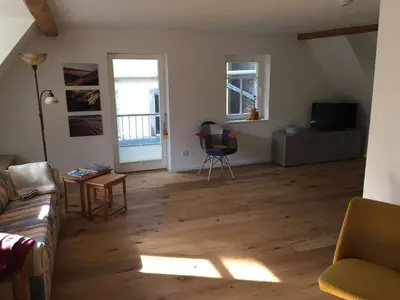 Ein Sitzbereich in der Unterkunft Gästewohnung am Museum