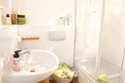 Ein Badezimmer in der Unterkunft Ferienwohnung Dresden Pillnitz am Weinberg