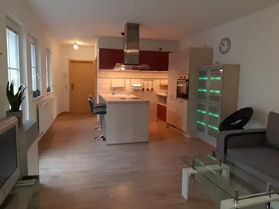 Küche/Küchenzeile in der Unterkunft Ferienwohnung Zieher-Rehn früher Claus