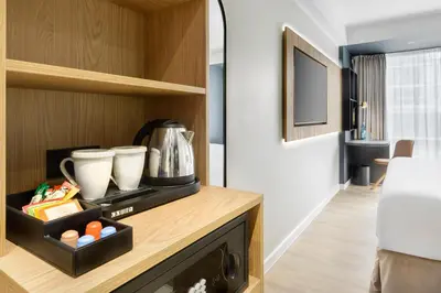 Ein Bett oder Betten in einem Zimmer der Unterkunft Barceló Dresden Newa