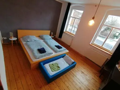 Ein Bett oder Betten in einem Zimmer der Unterkunft Dresden Altstadtblick - Altstadtnah & Ruhig