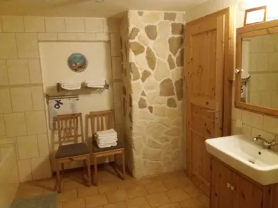 Ein Badezimmer in der Unterkunft Ferienwohnung auf dem Land