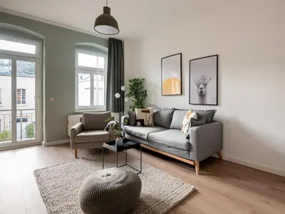 Ein Sitzbereich in der Unterkunft Limehome Dresden Jordanstraße