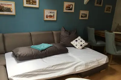 Ein Bett oder Betten in einem Zimmer der Unterkunft Rooftop - das Apartment mit Dachterrasse