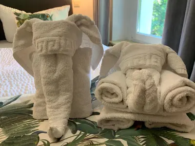 Ein Bett oder Betten in einem Zimmer der Unterkunft Pension Gesundbrunnen