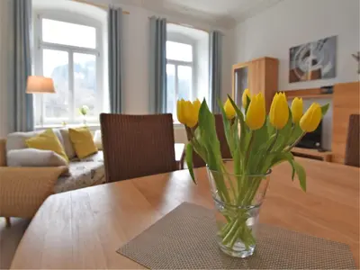 Ein Sitzbereich in der Unterkunft Retreat in the Ore Mountains