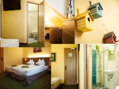 Ein Bett oder Betten in einem Zimmer der Unterkunft Hotel Zur Waldhufe