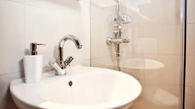 Ein Badezimmer in der Unterkunft Ferienhaus Drebach