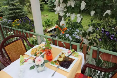 Ein Garten an der Unterkunft Cafe Zur Talsperre