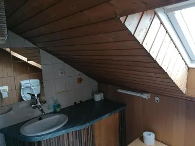 Ein Badezimmer in der Unterkunft Ferienwohnung Felsblick